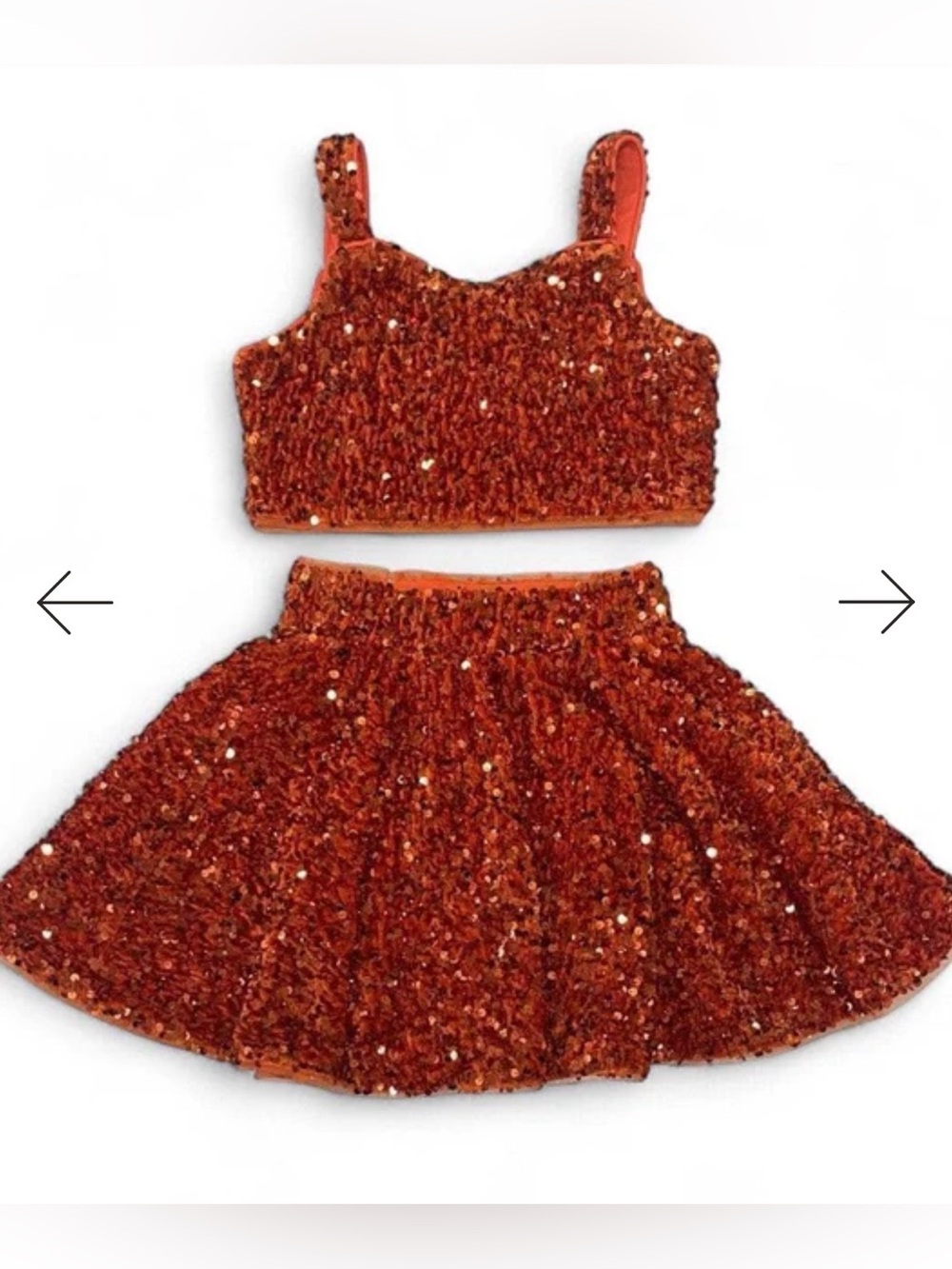 Lola + The Boys Rust Sequin Crop Top & Skirt Set